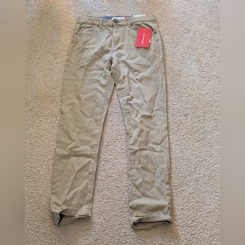 New With Tags Lucky Brand Boy Light Tan Khaki Adjustable Waist Pants Size 14